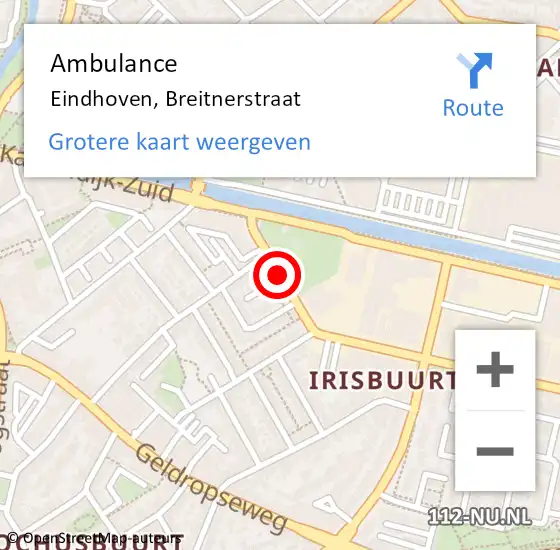 Locatie op kaart van de 112 melding: Ambulance Eindhoven, Breitnerstraat op 23 april 2020 15:19