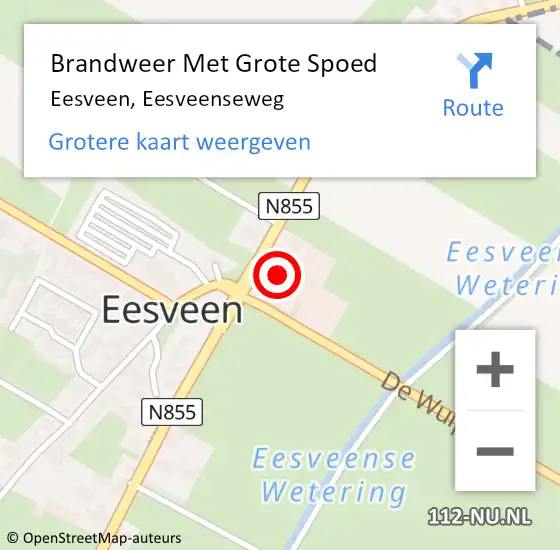Locatie op kaart van de 112 melding: Brandweer Met Grote Spoed Naar Eesveen, Eesveenseweg op 4 mei 2014 21:53