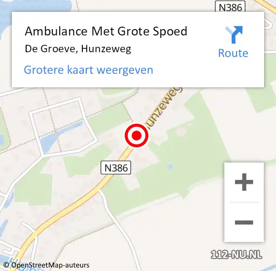 Locatie op kaart van de 112 melding: Ambulance Met Grote Spoed Naar De Groeve, Hunzeweg op 23 april 2020 17:46