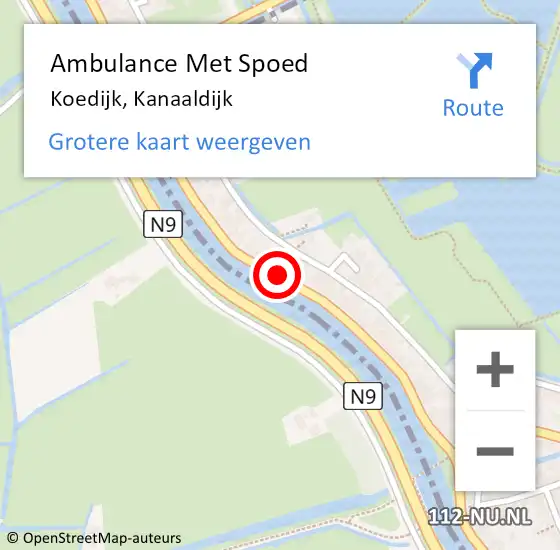 Locatie op kaart van de 112 melding: Ambulance Met Spoed Naar Koedijk, Kanaaldijk op 23 april 2020 19:06