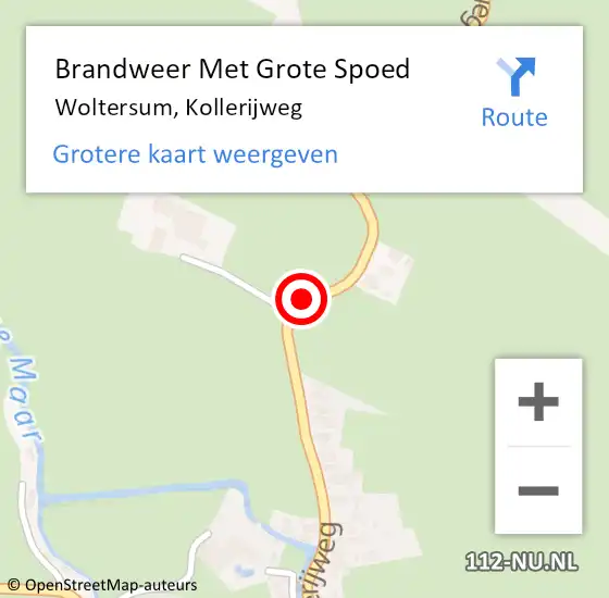 Locatie op kaart van de 112 melding: Brandweer Met Grote Spoed Naar Woltersum, Kollerijweg op 23 april 2020 22:26