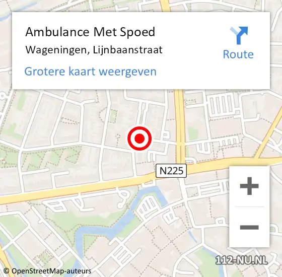 Locatie op kaart van de 112 melding: Ambulance Met Spoed Naar Wageningen, Lijnbaanstraat op 24 april 2020 02:34