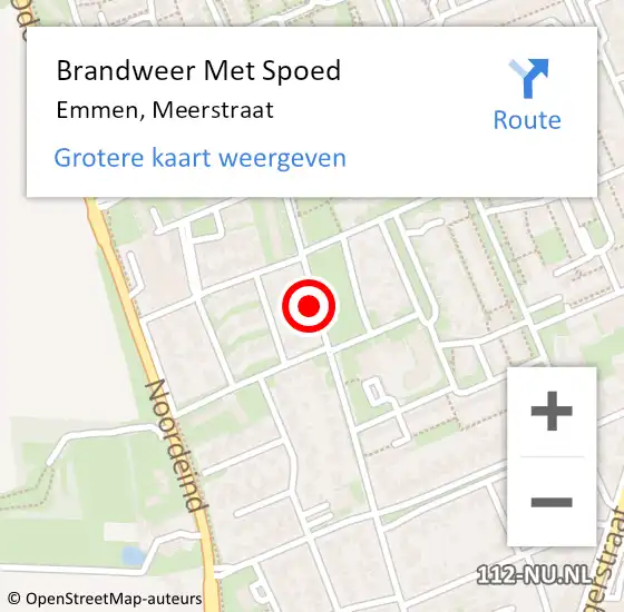 Locatie op kaart van de 112 melding: Brandweer Met Spoed Naar Emmen, Meerstraat op 24 april 2020 03:39