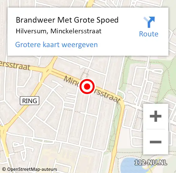 Locatie op kaart van de 112 melding: Brandweer Met Grote Spoed Naar Hilversum, Minckelersstraat op 24 april 2020 08:21