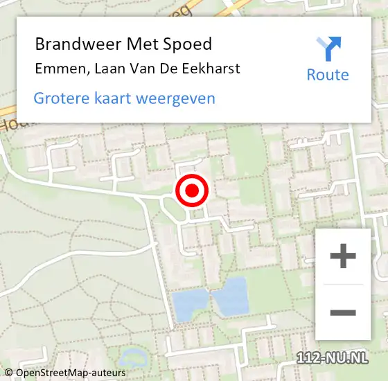 Locatie op kaart van de 112 melding: Brandweer Met Spoed Naar Emmen, Laan Van De Eekharst op 24 april 2020 08:29