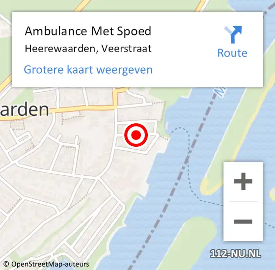 Locatie op kaart van de 112 melding: Ambulance Met Spoed Naar Heerewaarden, Veerstraat op 24 april 2020 12:46