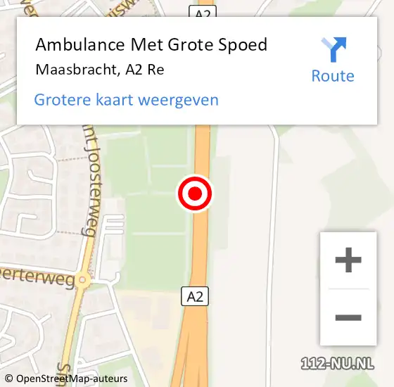 Locatie op kaart van de 112 melding: Ambulance Met Grote Spoed Naar Maasbracht, A2 Li op 24 april 2020 13:12
