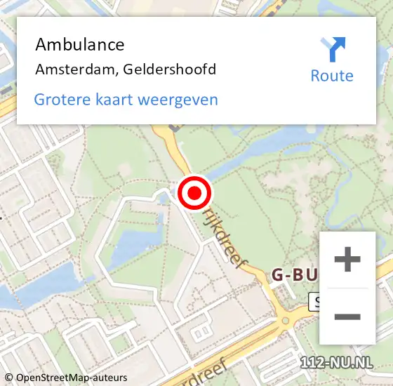 Locatie op kaart van de 112 melding: Ambulance Amsterdam, Geldershoofd op 24 april 2020 17:21