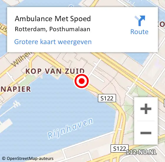 Locatie op kaart van de 112 melding: Ambulance Met Spoed Naar Rotterdam, Posthumalaan op 24 april 2020 19:15