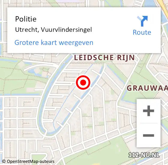 Locatie op kaart van de 112 melding: Politie Utrecht, Vuurvlindersingel op 24 april 2020 20:54