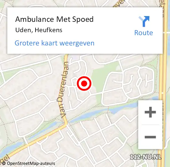 Locatie op kaart van de 112 melding: Ambulance Met Spoed Naar Uden, Heufkens op 24 april 2020 23:12