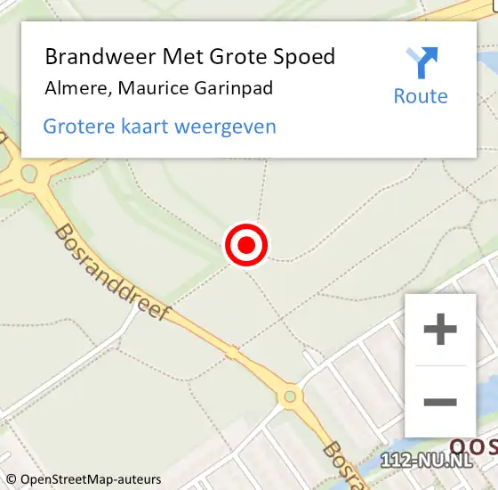 Locatie op kaart van de 112 melding: Brandweer Met Grote Spoed Naar Almere, Maurice Garinpad op 25 april 2020 11:10