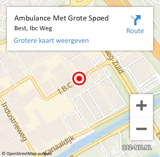 Locatie op kaart van de 112 melding: Ambulance Met Grote Spoed Naar Best, Ibc Weg op 25 april 2020 14:40