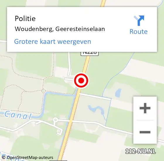 Locatie op kaart van de 112 melding: Politie Woudenberg, Geeresteinselaan op 25 april 2020 17:00