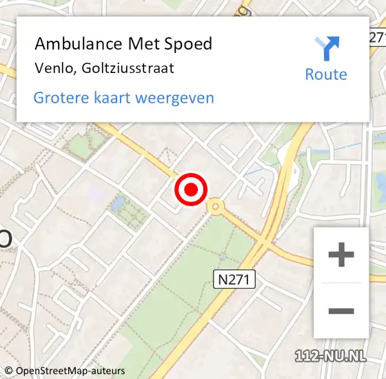 Locatie op kaart van de 112 melding: Ambulance Met Spoed Naar Venlo, Goltziusstraat op 25 april 2020 20:34