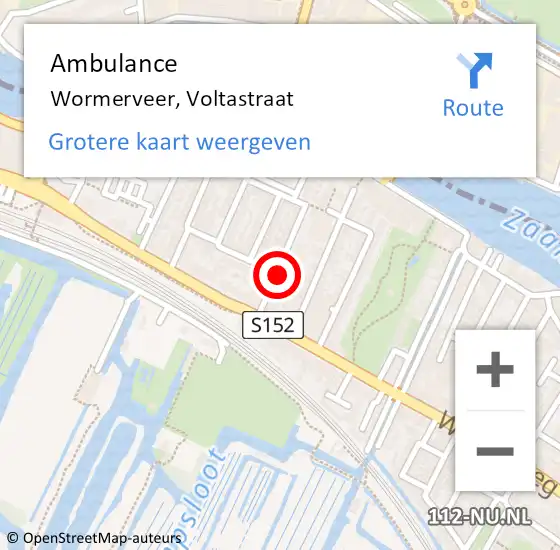 Locatie op kaart van de 112 melding: Ambulance Wormerveer, Voltastraat op 25 april 2020 21:46