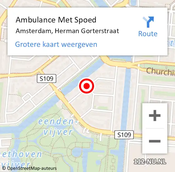 Locatie op kaart van de 112 melding: Ambulance Met Spoed Naar Amsterdam, Herman Gorterstraat op 25 april 2020 23:32