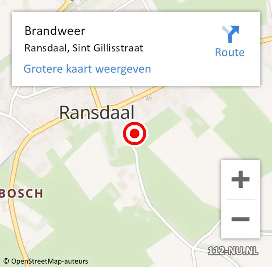 Locatie op kaart van de 112 melding: Brandweer Ransdaal, Sint Gillisstraat op 30 september 2013 22:25
