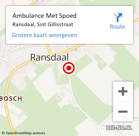 Locatie op kaart van de 112 melding: Ambulance Met Spoed Naar Ransdaal, Sint Gillisstraat op 30 september 2013 22:26