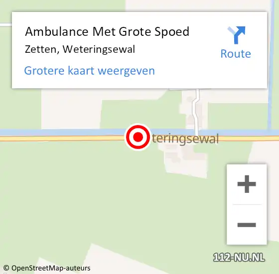 Locatie op kaart van de 112 melding: Ambulance Met Grote Spoed Naar Zetten, Weteringsewal op 26 april 2020 12:02