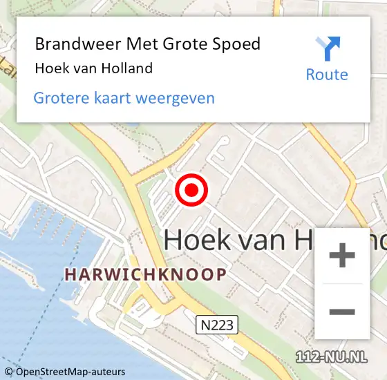 Locatie op kaart van de 112 melding: Brandweer Met Grote Spoed Naar Hoek van Holland op 26 april 2020 12:15