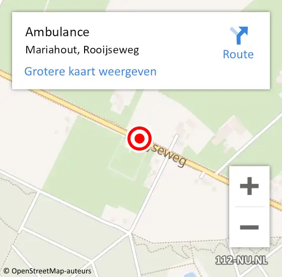 Locatie op kaart van de 112 melding: Ambulance Mariahout, Rooijseweg op 26 april 2020 12:35