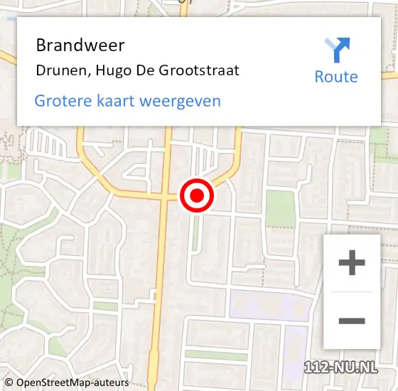 Locatie op kaart van de 112 melding: Brandweer Drunen, Hugo De Grootstraat op 26 april 2020 15:26