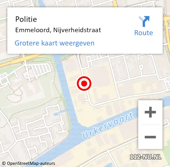 Locatie op kaart van de 112 melding: Politie Emmeloord, Nijverheidstraat op 26 april 2020 16:25