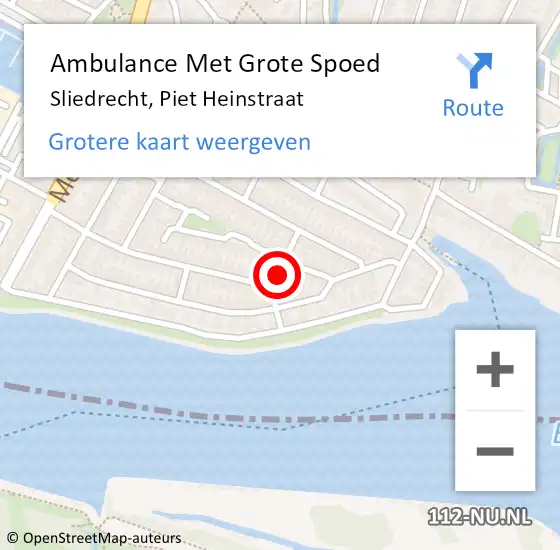 Locatie op kaart van de 112 melding: Ambulance Met Grote Spoed Naar Sliedrecht, Piet Heinstraat op 26 april 2020 16:45