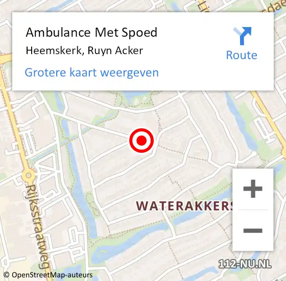 Locatie op kaart van de 112 melding: Ambulance Met Spoed Naar Heemskerk, Ruyn Acker op 26 april 2020 17:52