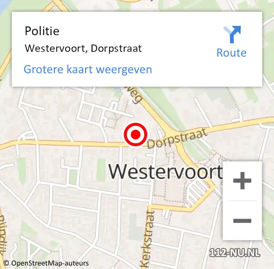Locatie op kaart van de 112 melding: Politie Westervoort, Dorpstraat op 26 april 2020 20:18