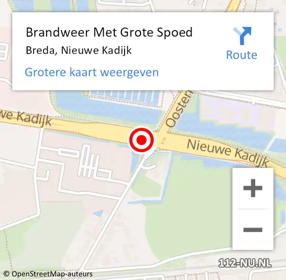 Locatie op kaart van de 112 melding: Brandweer Met Grote Spoed Naar Breda, Nieuwe Kadijk op 27 april 2020 11:31