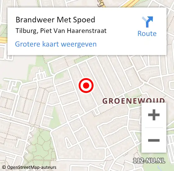 Locatie op kaart van de 112 melding: Brandweer Met Spoed Naar Tilburg, Piet Van Haarenstraat op 27 april 2020 16:40