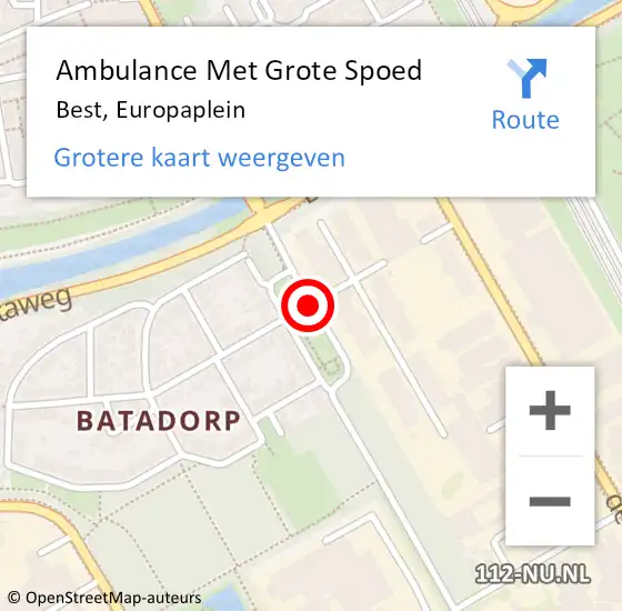 Locatie op kaart van de 112 melding: Ambulance Met Grote Spoed Naar Best, Europaplein op 28 april 2020 10:34