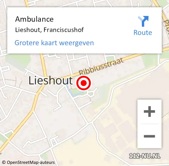 Locatie op kaart van de 112 melding: Ambulance Lieshout, Franciscushof op 28 april 2020 11:36