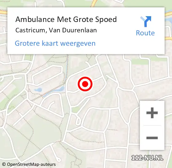 Locatie op kaart van de 112 melding: Ambulance Met Grote Spoed Naar Castricum, Van Duurenlaan op 28 april 2020 13:13