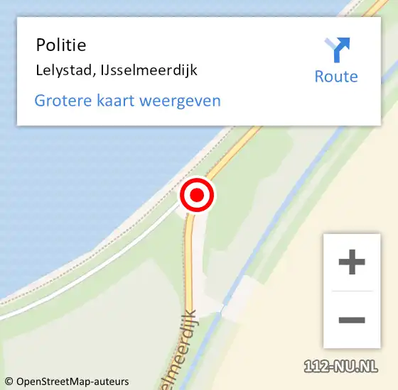 Locatie op kaart van de 112 melding: Politie Lelystad, IJsselmeerdijk op 28 april 2020 13:16
