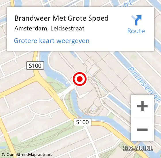 Locatie op kaart van de 112 melding: Brandweer Met Grote Spoed Naar Amsterdam, Leidseplein op 28 april 2020 15:43
