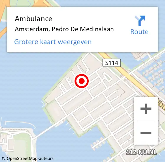 Locatie op kaart van de 112 melding: Ambulance Amsterdam, Pedro De Medinalaan op 28 april 2020 16:22