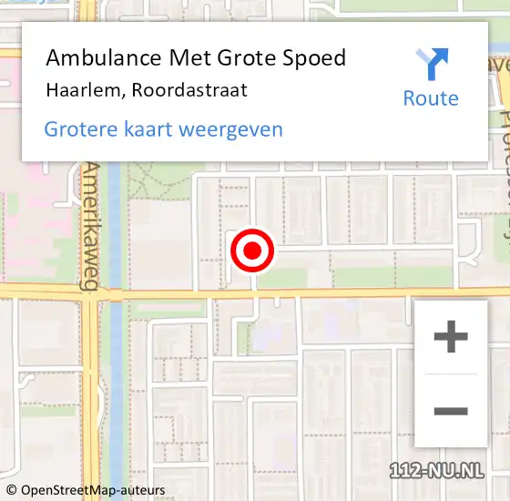 Locatie op kaart van de 112 melding: Ambulance Met Grote Spoed Naar Haarlem, Roordastraat op 28 april 2020 19:05