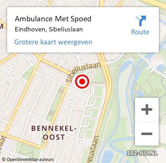 Locatie op kaart van de 112 melding: Ambulance Met Spoed Naar Eindhoven, Sibeliuslaan op 29 april 2020 12:44