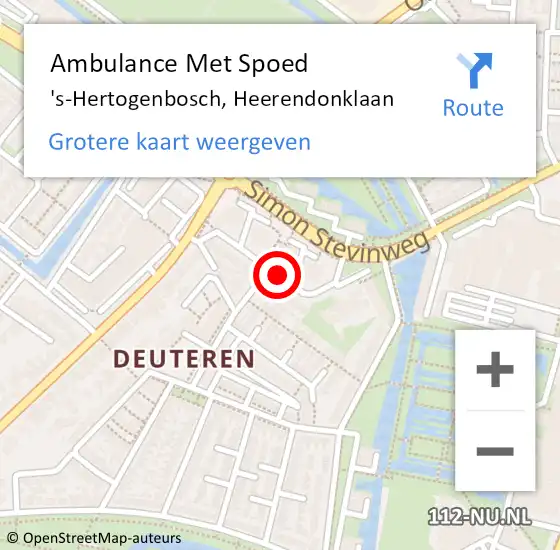 Locatie op kaart van de 112 melding: Ambulance Met Spoed Naar 's-Hertogenbosch, Heerendonklaan op 29 april 2020 14:51