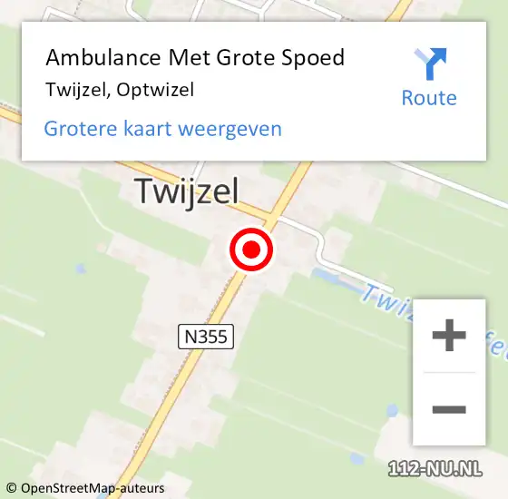 Locatie op kaart van de 112 melding: Ambulance Met Grote Spoed Naar Twijzel, Optwizel op 29 april 2020 18:51