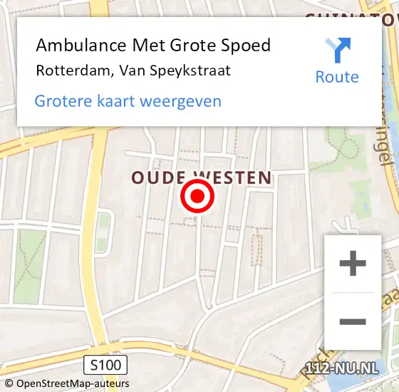 Locatie op kaart van de 112 melding: Ambulance Met Grote Spoed Naar Rotterdam, Van Speykstraat op 29 april 2020 20:13