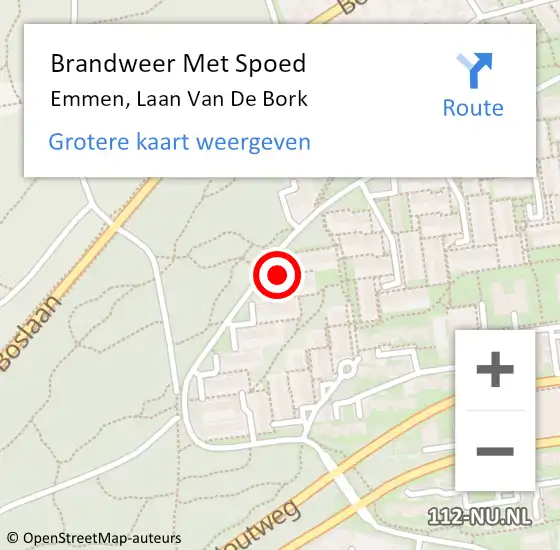 Locatie op kaart van de 112 melding: Brandweer Met Spoed Naar Emmen, Laan Van De Bork op 30 april 2020 09:19