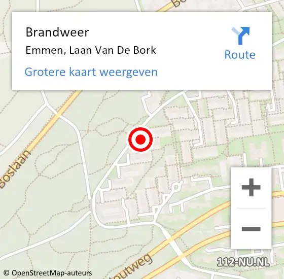 Locatie op kaart van de 112 melding: Brandweer Emmen, Laan Van De Bork op 30 april 2020 09:19
