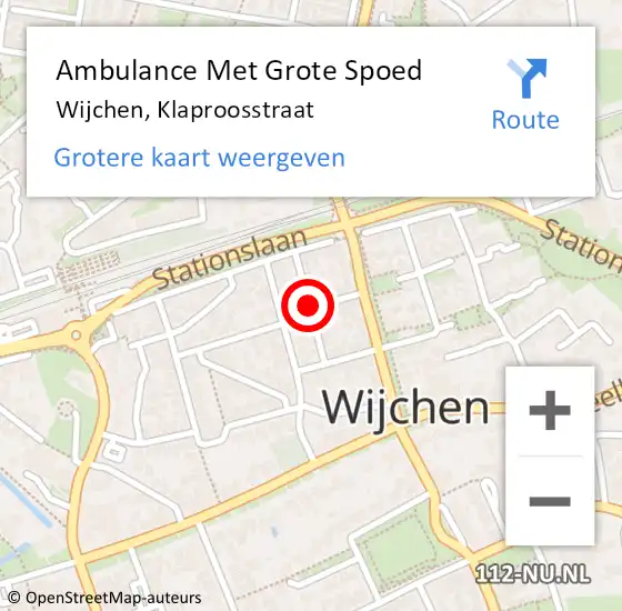 Locatie op kaart van de 112 melding: Ambulance Met Grote Spoed Naar Wijchen, Klaproosstraat op 30 april 2020 10:22