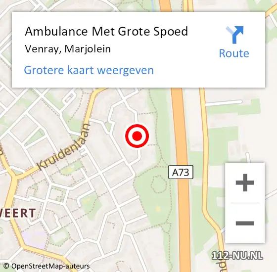 Locatie op kaart van de 112 melding: Ambulance Met Grote Spoed Naar Venray, Marjolein op 30 april 2020 11:23