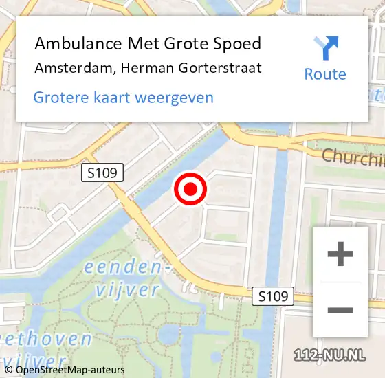 Locatie op kaart van de 112 melding: Ambulance Met Grote Spoed Naar Amsterdam, Herman Gorterstraat op 30 april 2020 12:12