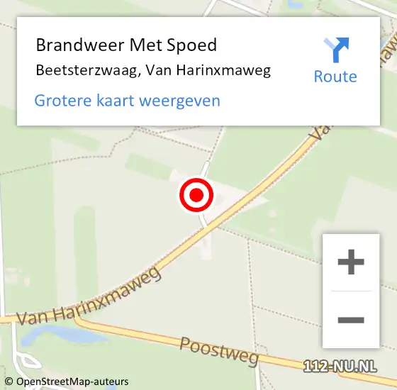 Locatie op kaart van de 112 melding: Brandweer Met Spoed Naar Beetsterzwaag, Van Harinxmaweg op 30 april 2020 13:24